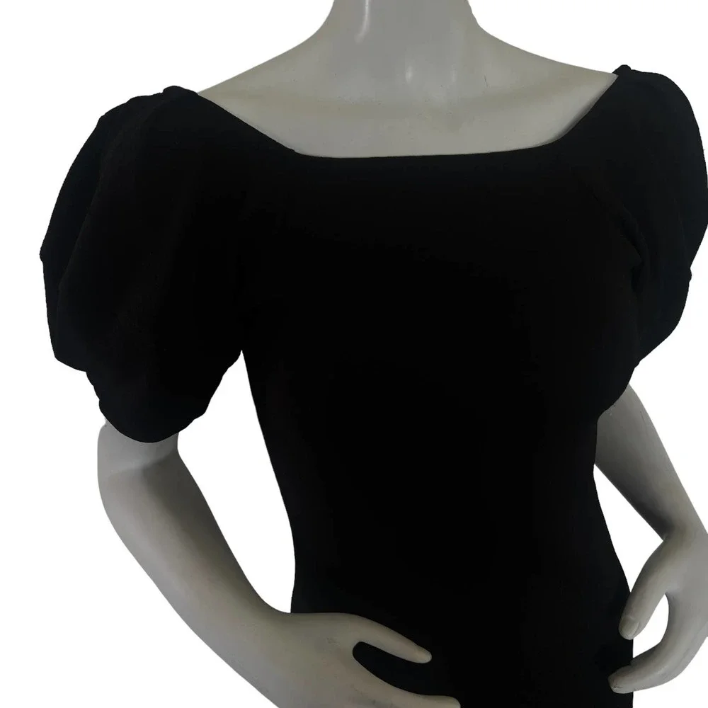 ZARA Balloon Sleeve Black Low Back Mini Dress Size S - Picture 3 of 9